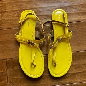 coach yellow leather caterine sandals